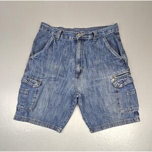 Wrangler Jeans Shorts Mens 34 Vintage Cargo Blue Baggy Denim‎ Y2k Skater
